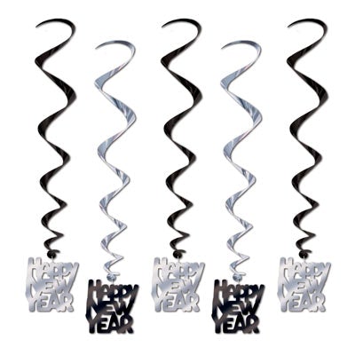 Beistle 80772-BKS 33" Happy New Year Whirls 5/Pack
