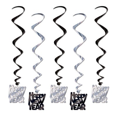 Beistle 80772-BKS 33" Happy New Year Whirls 5/Pack Beistle