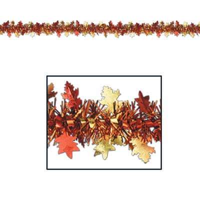 Beistle 90300 Metallic Autumn Leaf Garland 12'