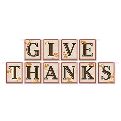 Beistle 90510 Give Thanks Streamer 12' x 5"