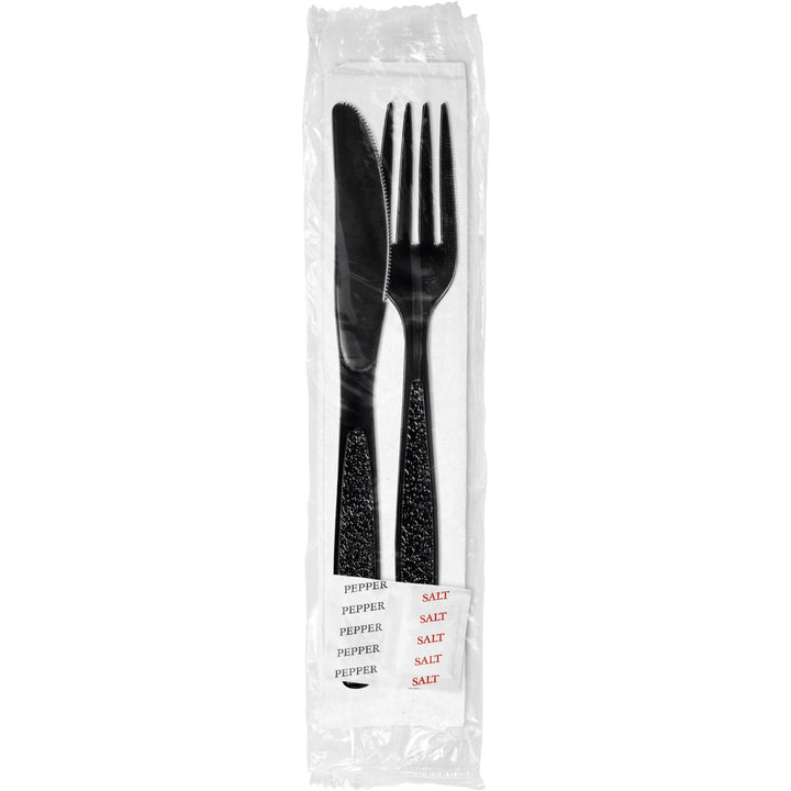 Berk HBK1290S/P Heavy Weight Black Knife/Fork/Napkin Polystyrene Kit 250/Case Berk Enterprises