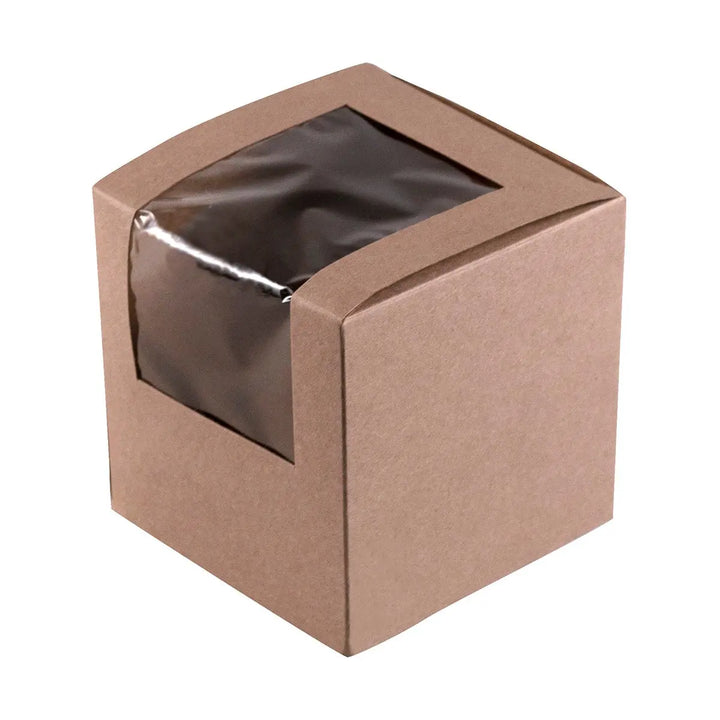 BOXit Brown Kraft Bakery Boxes With Window 4x4x4 175/Bundle BOXit