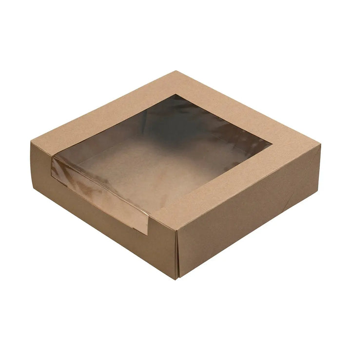BOXit Brown Kraft Cake Boxes With Window 9x9x2.5 150/Bundle BOXit