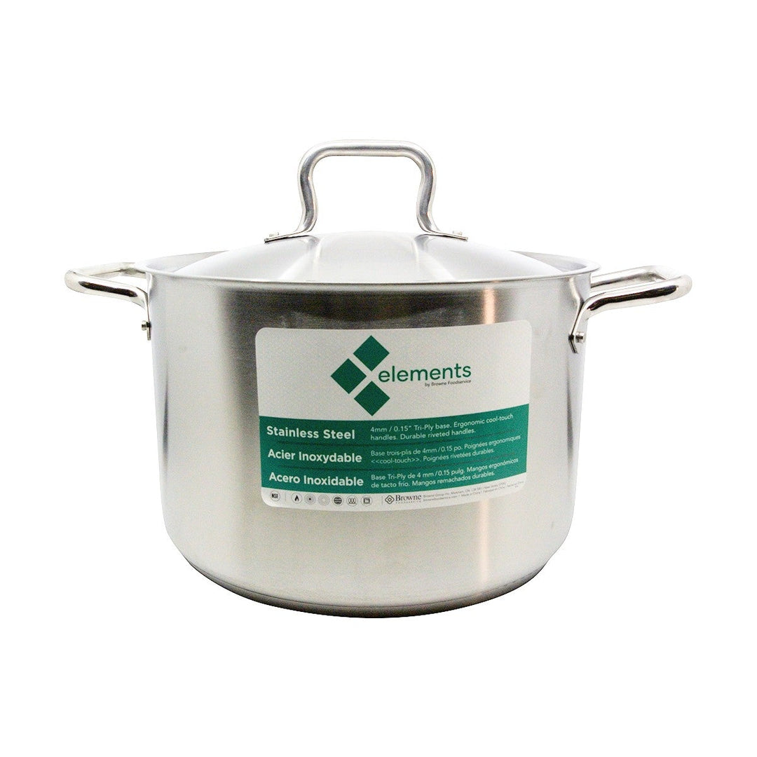 Browne 5733908 Stainless Steel Stock Pot with Lid 8 Qt