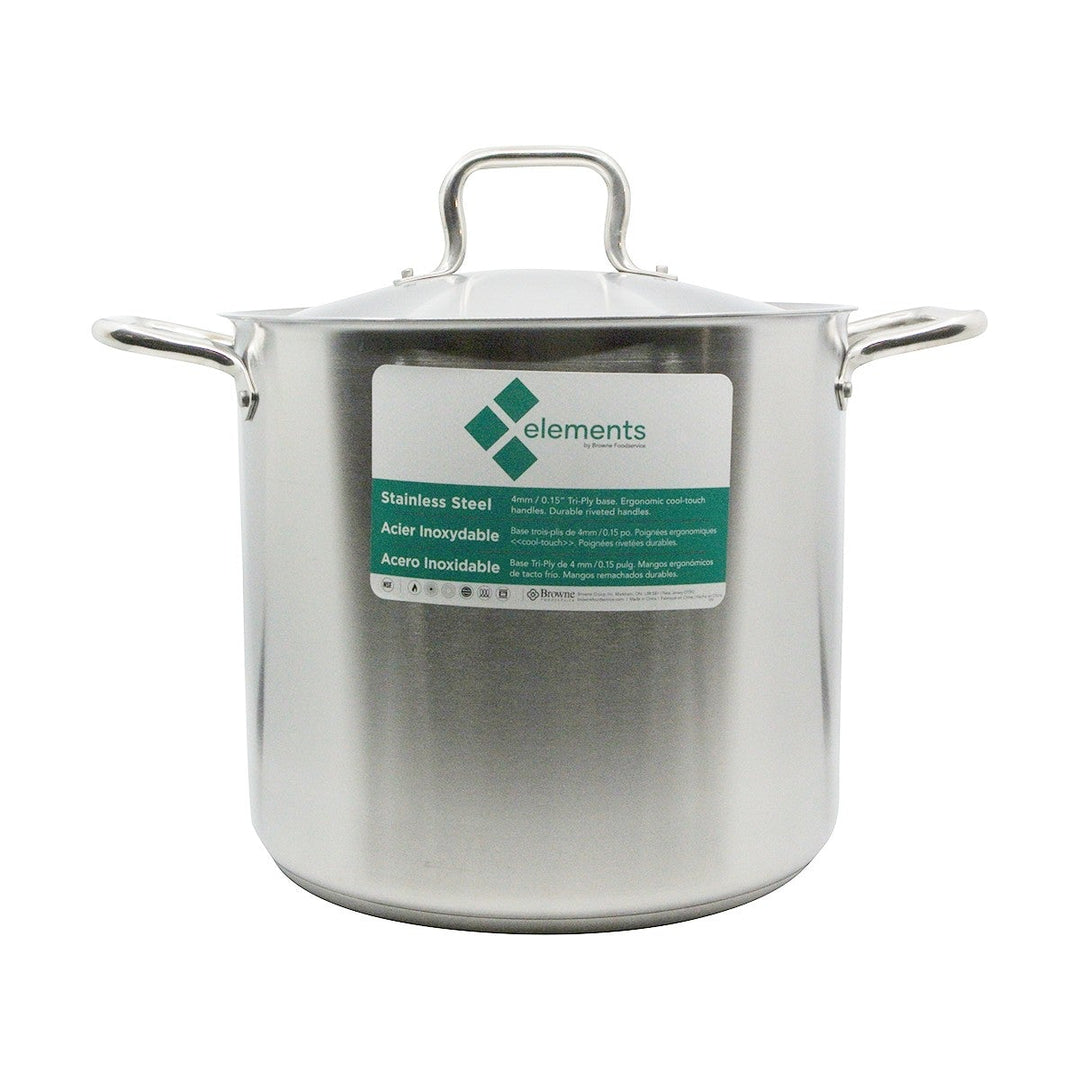 Browne 5733916 Elements Stainless Steel Stock Pot & Lid, 16 Qt