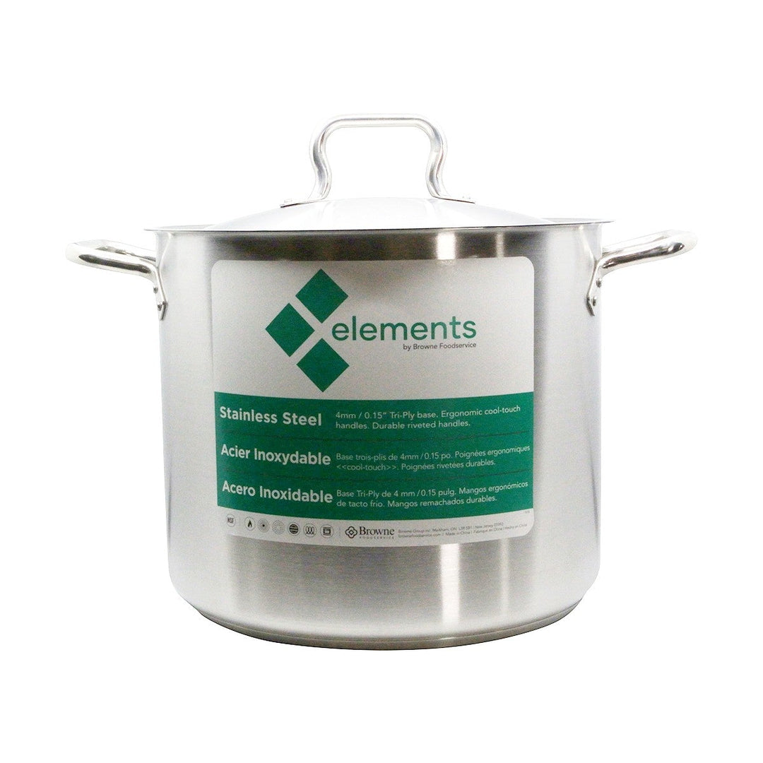 Browne 5733932 Stainless Steel Stock Pot with Lid 32 Qt