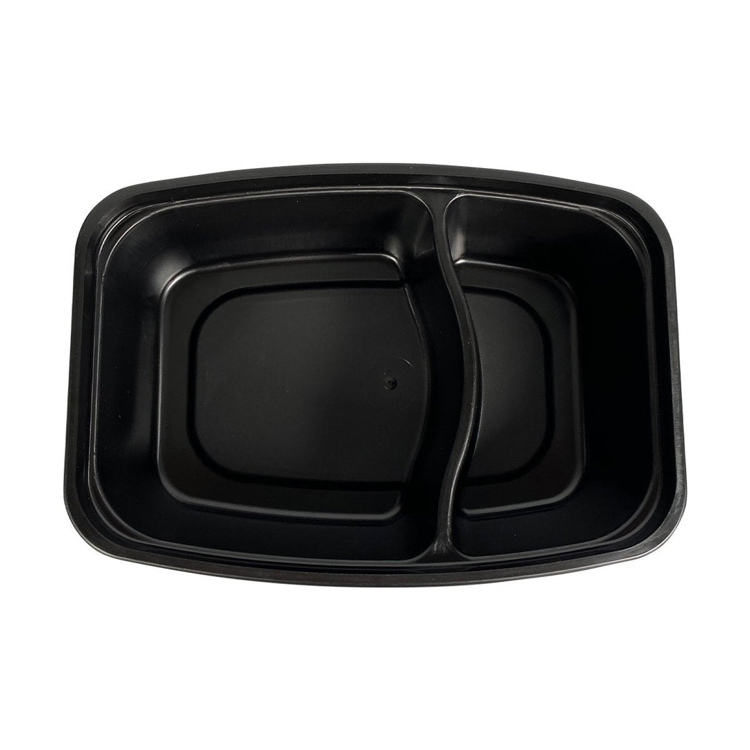 CuBE CR-M2932B 28 Oz 2-Compartment Black Bottom Rectangle Container With Lid 150/Case CuBE