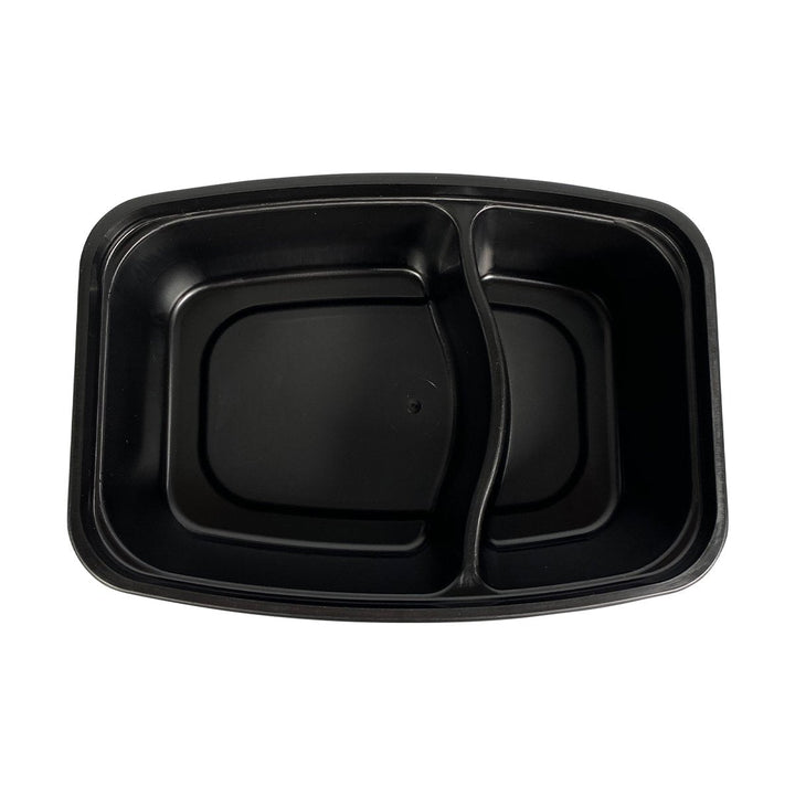 CuBE CR-M2932B 28 Oz 2-Compartment Black Bottom Rectangle Container With Lid 150/Case CuBE