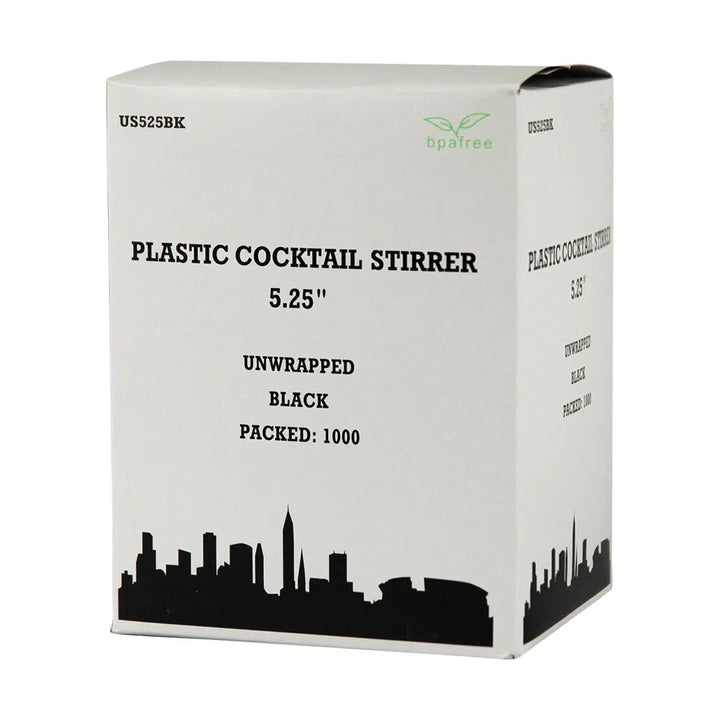 Cell-O-Core 5.25" Black Sip Stix Stirrers