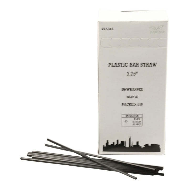 Cell-O-Core 7.75" Black Slim Straws