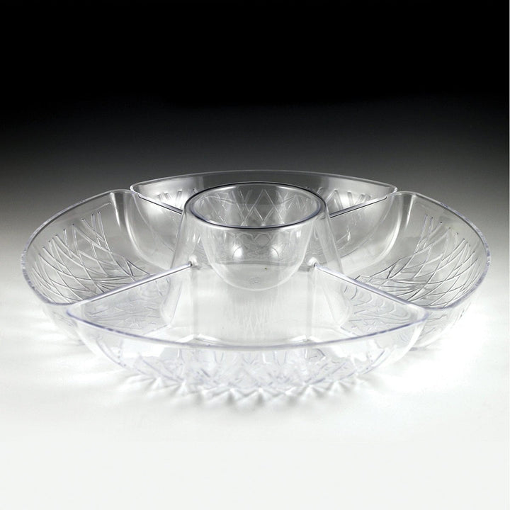Maryland Plastics MPI03176 4 Compartment Round Central Dipping Lazy Susan Tray Maryland Plastics