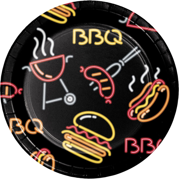 7" Neon BBQ Paper Plates