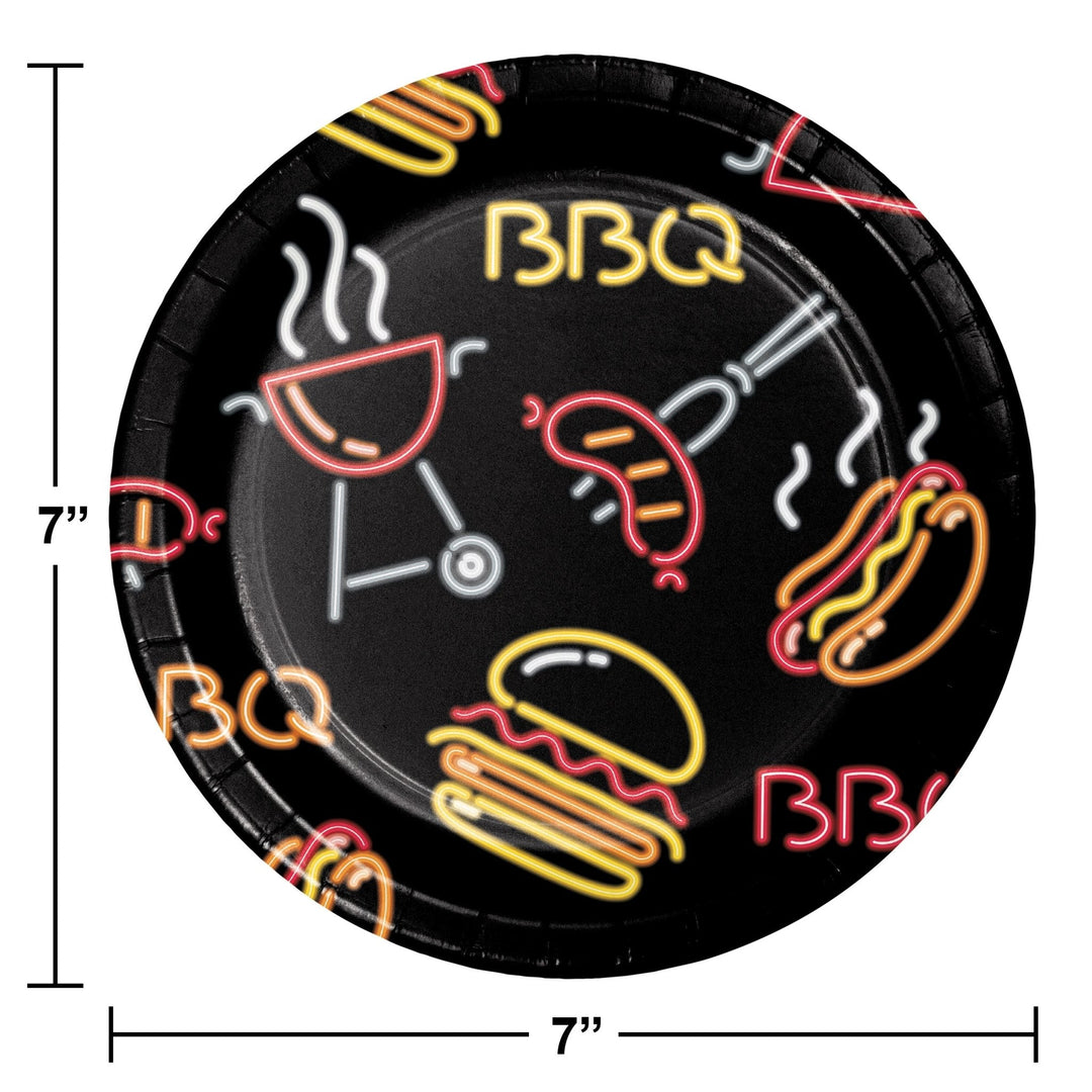 7" Neon BBQ Paper Plates