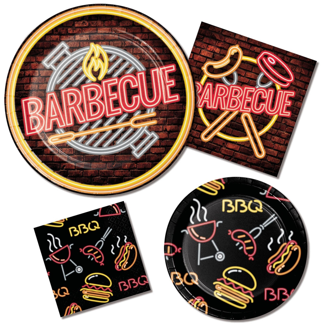 9" Neon BBQ Paper Plates