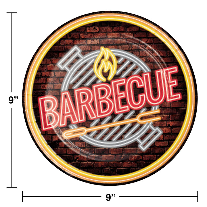 9" Neon BBQ Paper Plates