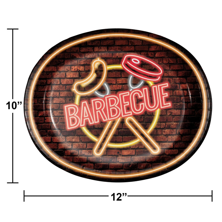Creative Converting 363070 10" x 12" Neon BBQ Paper Platter Creative Converting