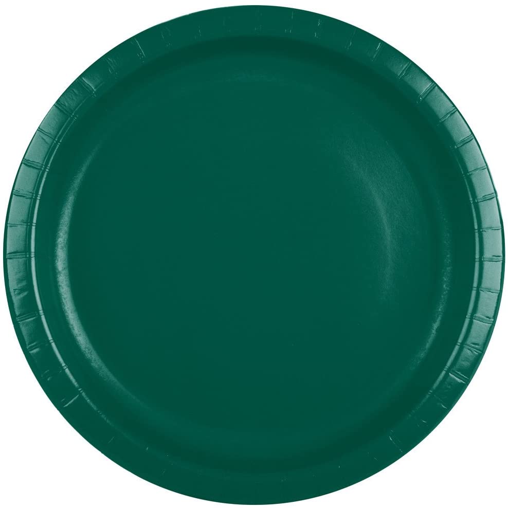 10" Round Hunter Green Paper Plates, 240/Case