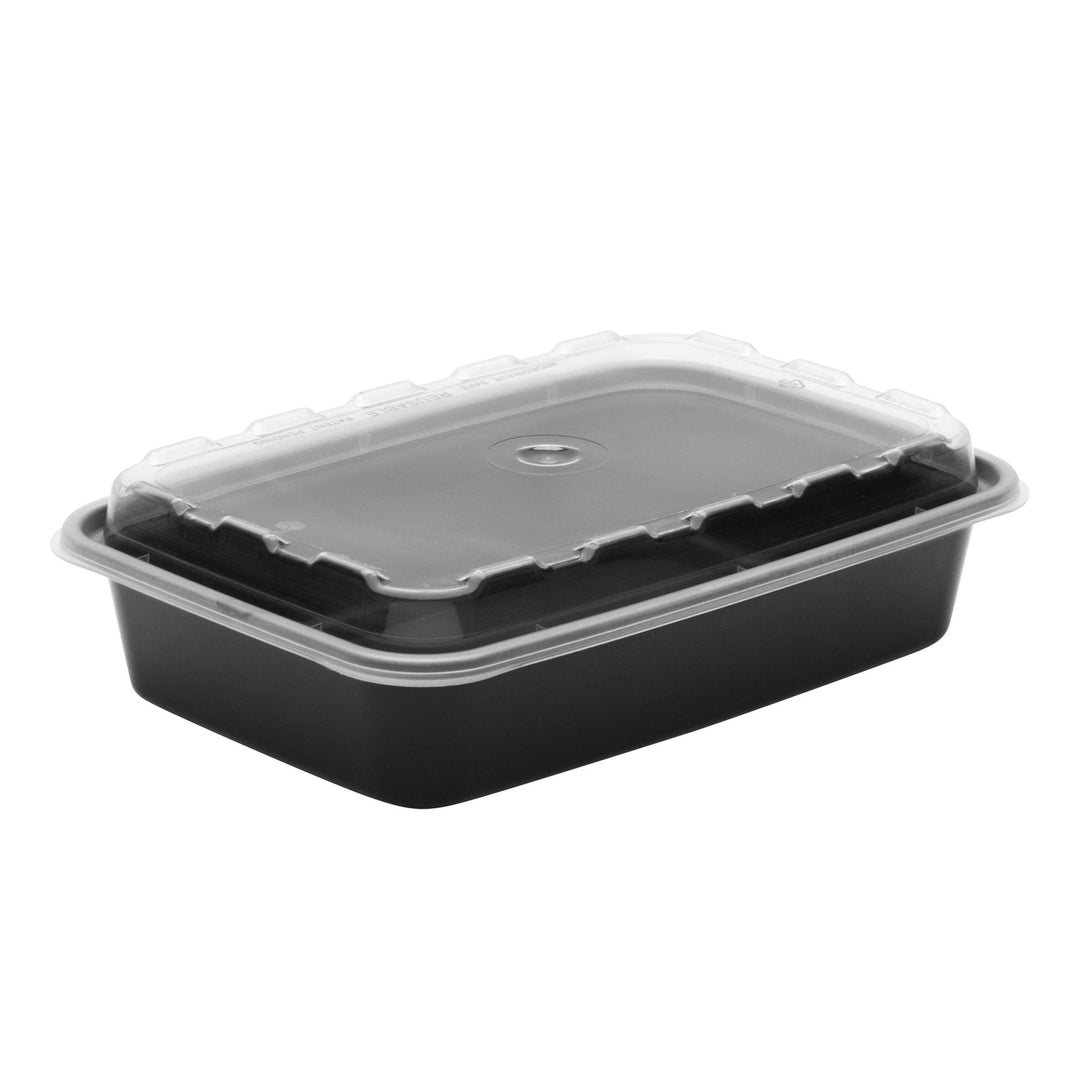 CuBE 16 Oz Black Rectangle Container With Lid 150/Case