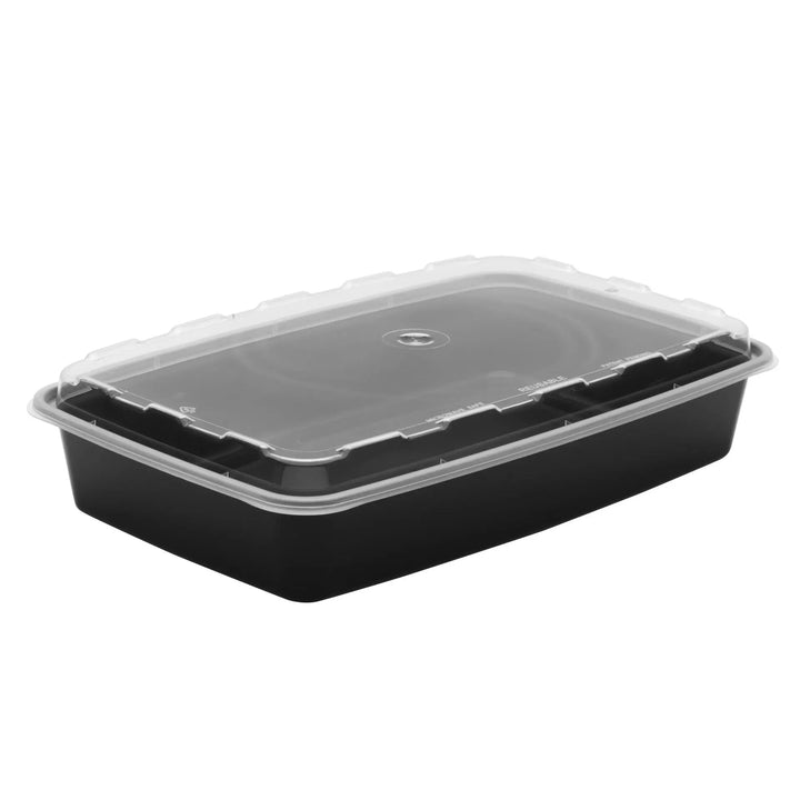 CuBE CR-1147B 48 Oz Black Bottom Rectangle Container With Lid 100/Case CuBE