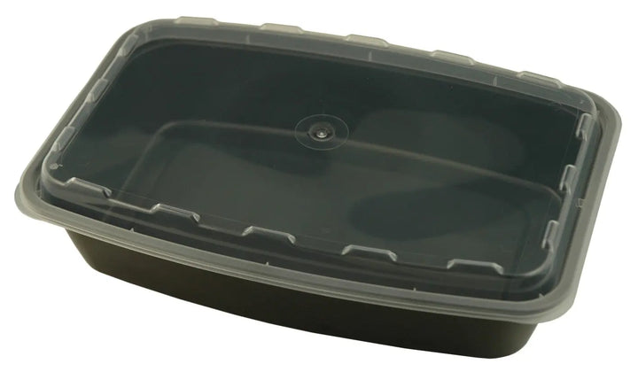 CuBE CR-1156B 56 Oz Black Bottom Rectangle Container Combo 100/Case CuBE
