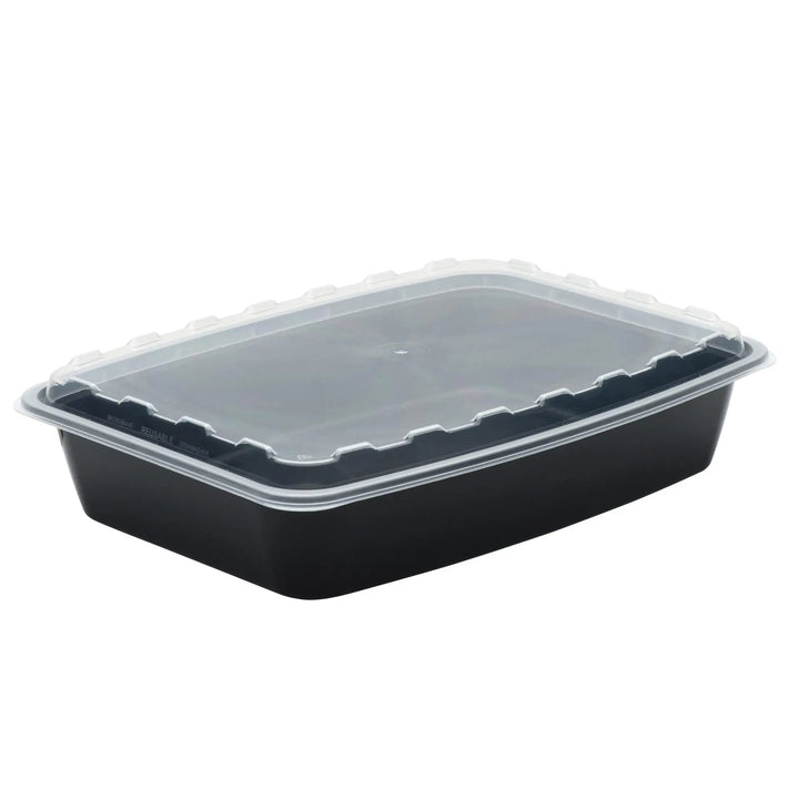 CuBE CR-1284B 84 Oz Black Bottom Rectangle Container Combo 100/CS CuBE