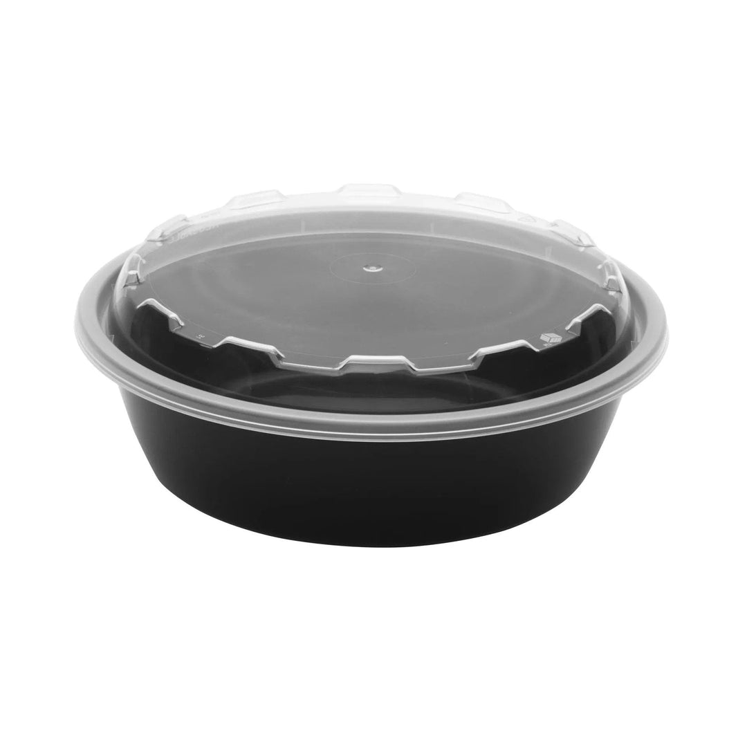 28 oz. Black Meal Prep Containers w/ Lid - 150/Case