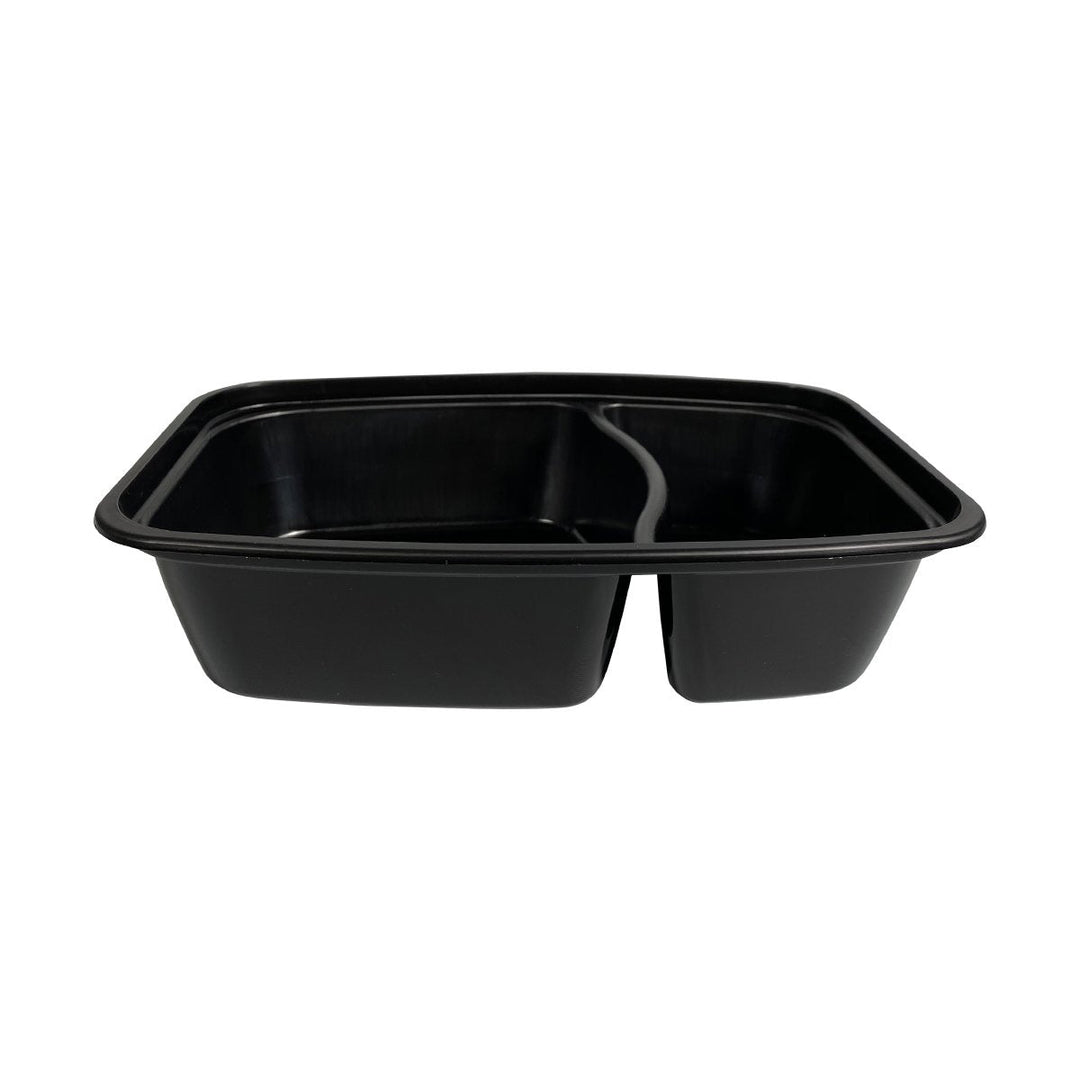 CuBE CR-M2932B 28 Oz 2-Compartment Black Bottom Rectangle Container With Lid 150/Case CuBE