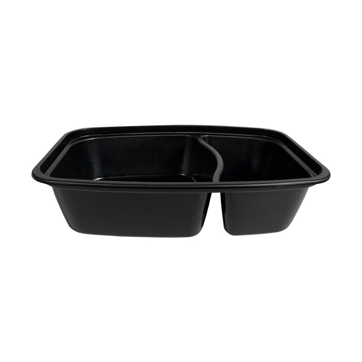 CuBE CR-M2932B 28 Oz 2-Compartment Black Bottom Rectangle Container With Lid 150/Case CuBE
