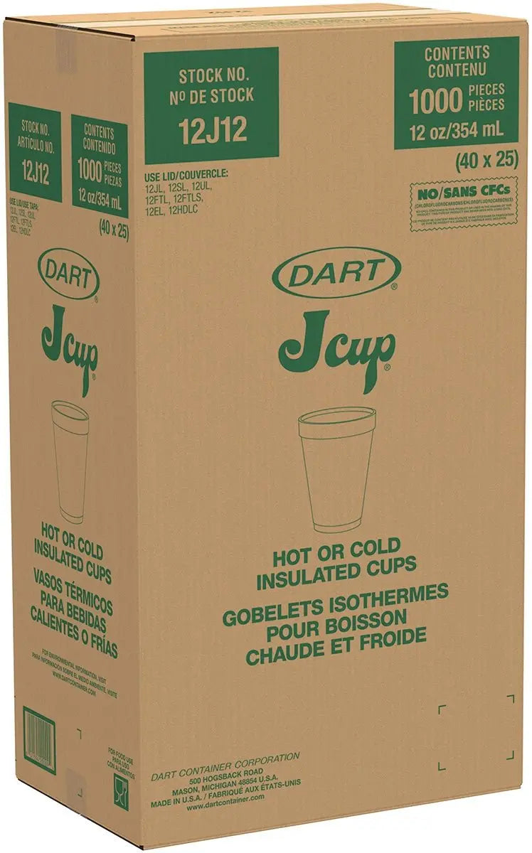 Dart Container Corp. 16J16 Foam Cups, 16 oz., White (Pack of 1000)