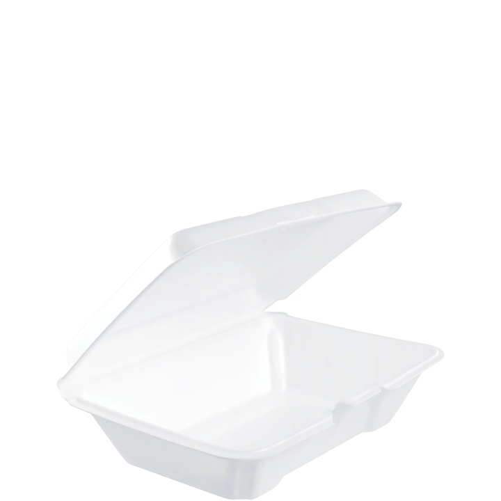 Dart 205HT1 9x6x3 All Purpose White Foam Hinged Lid Containers