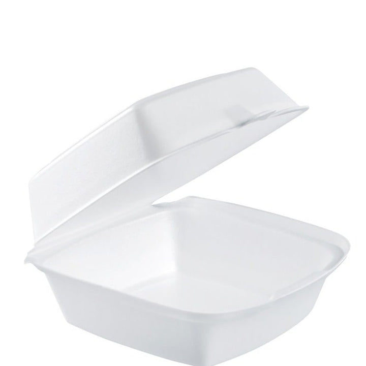 Dart 60HT1 6" White Foam Hinged Lid Container