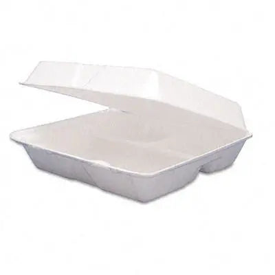 Dart 85HT3R 3-Cpt White Hinged Lid Foam Container Dart