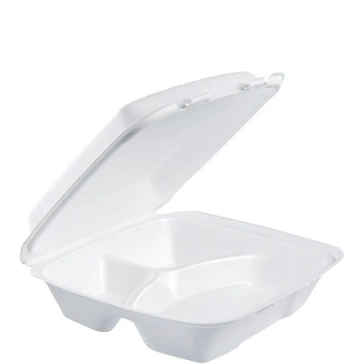 Dart 90HT3R 9X9 3-Compartment White Foam Carryout Dart