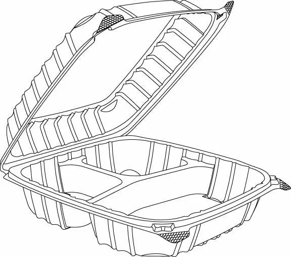 Dart C95PST3 9.5X9 3-Compartment ClearSeal Hinged Conatiners Dart