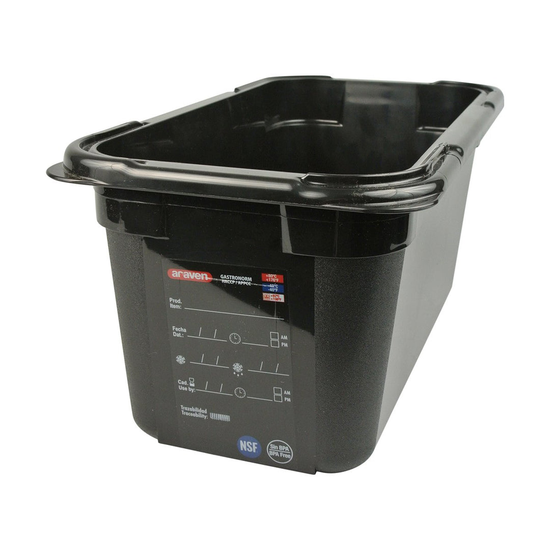Araven 47820 1/3 Size Black  6" Deep Food Pan