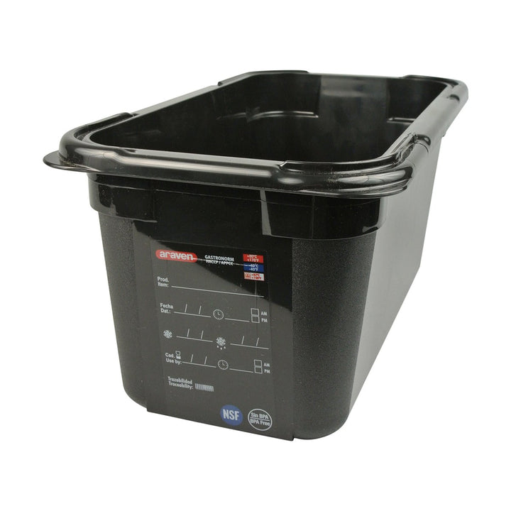 Araven 47820 1/3 Size Black  6" Deep Food Pan