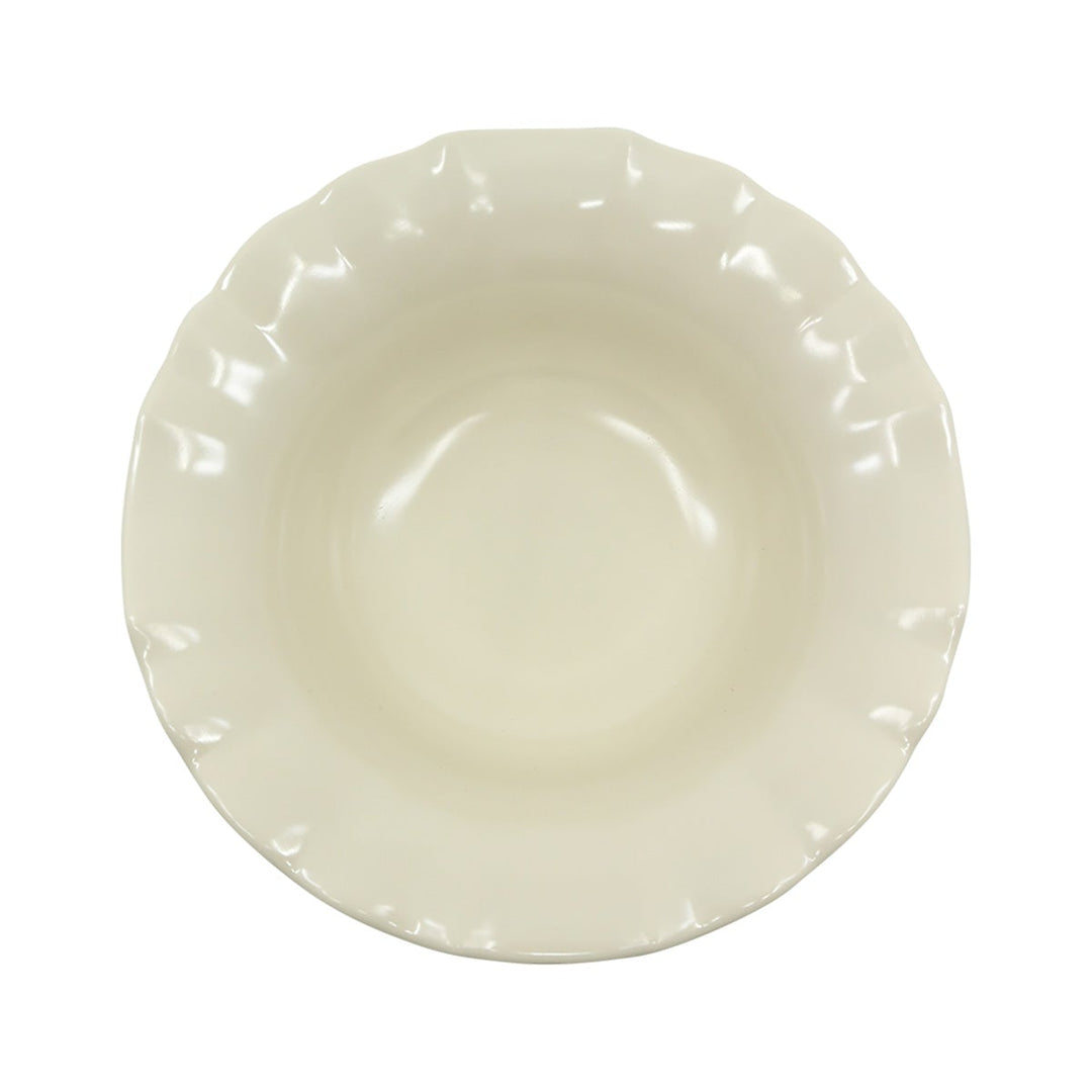 EGS D72-AW Country Fixin's 6.75" Antique White Round Ruffled Edge Bowl