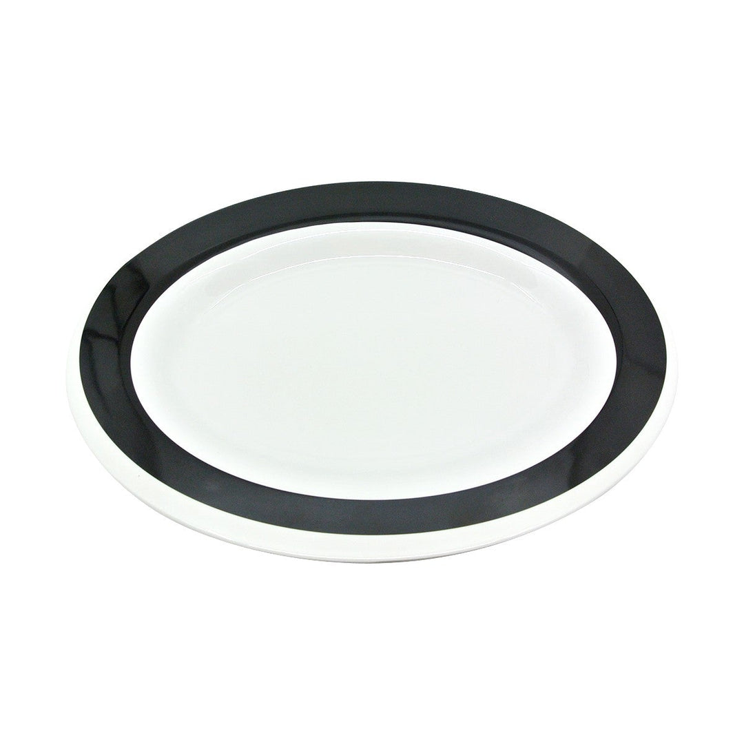 EGS M180VBR-W 18" x 14" Oval Platter with Black Rim