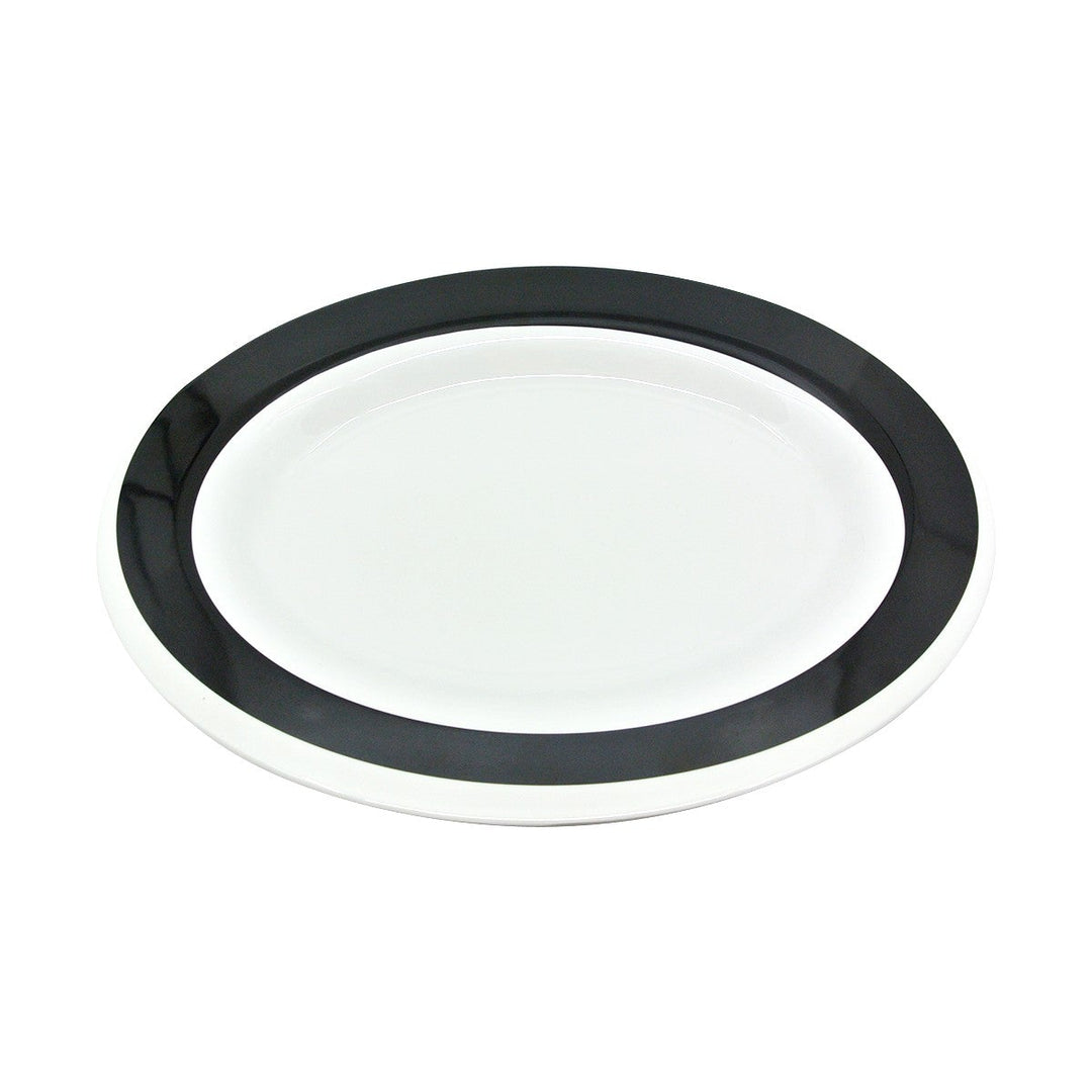 EGS M180VBR-W 18" x 14" Oval Platter with Black Rim Elite Global Solutions