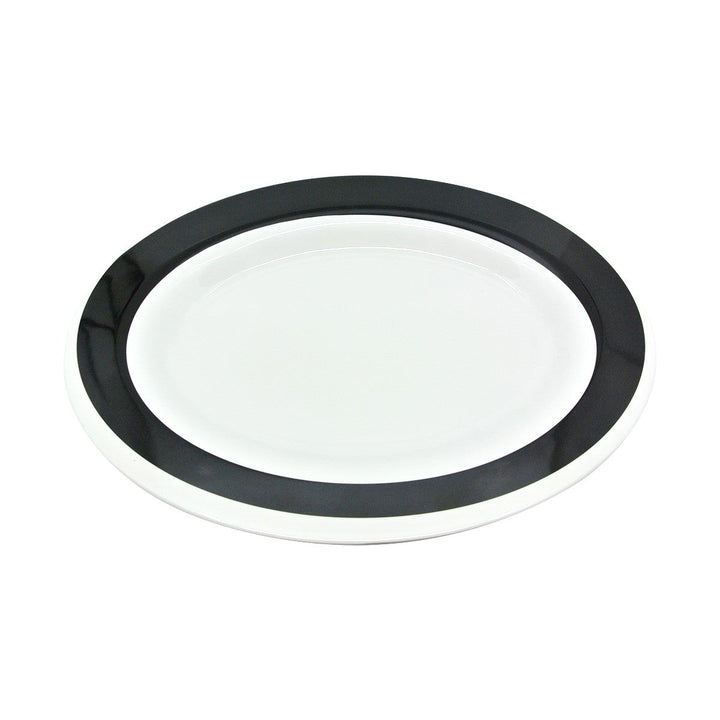 EGS M180VBR-W 18" x 14" Oval Platter with Black Rim Elite Global Solutions