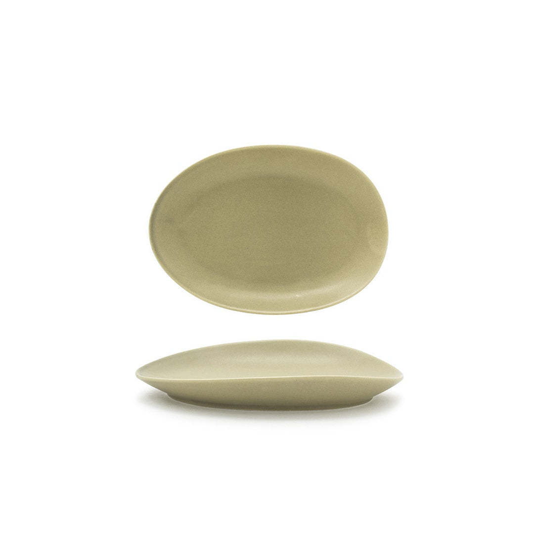 FOH DSP033GRP22 8" Tides Oval Sea Grass Plate Front of the House