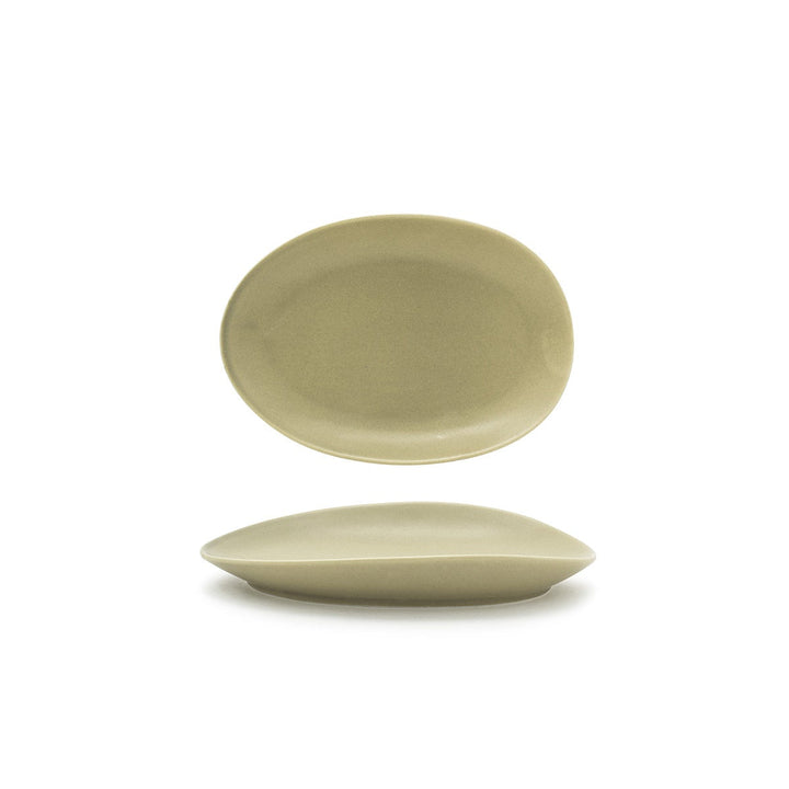 FOH DSP033GRP22 8" Tides Oval Sea Grass Plate Front of the House