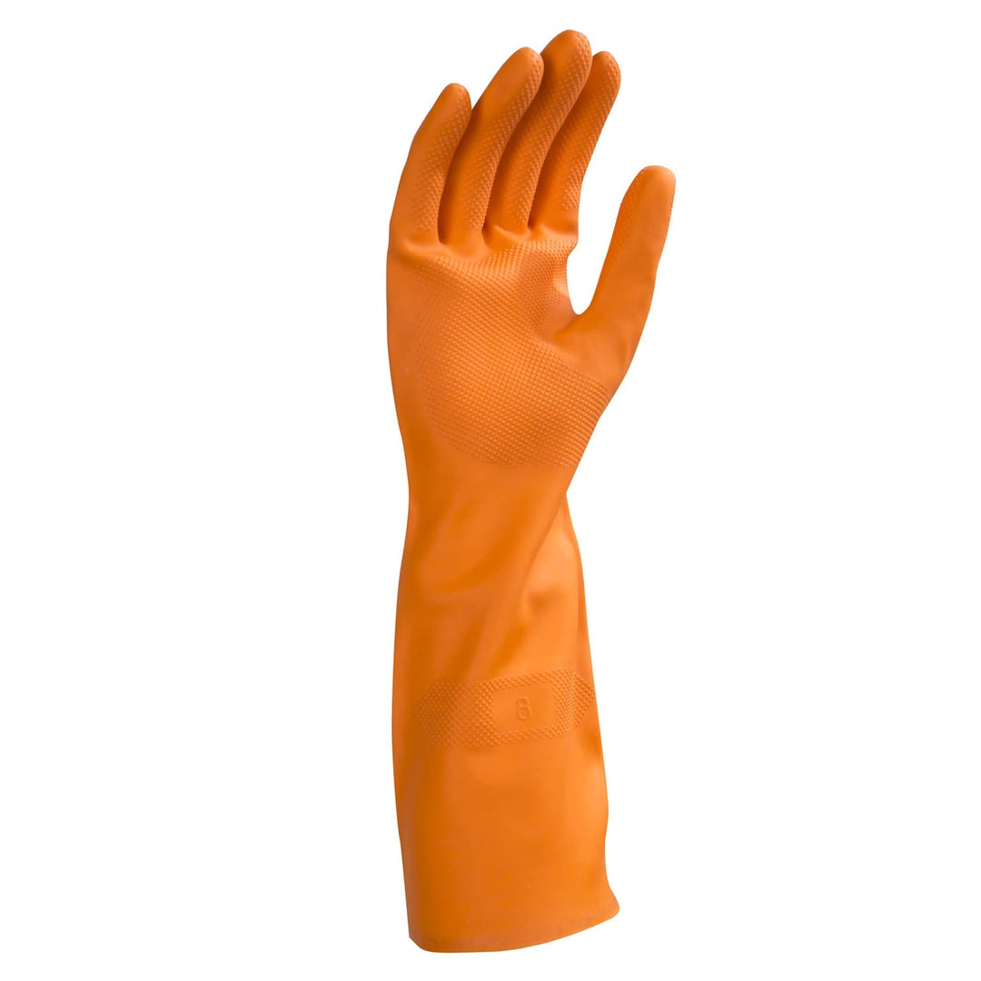 Food Handler 1025-02 Extra Tough Medium Rubber Orange Gloves