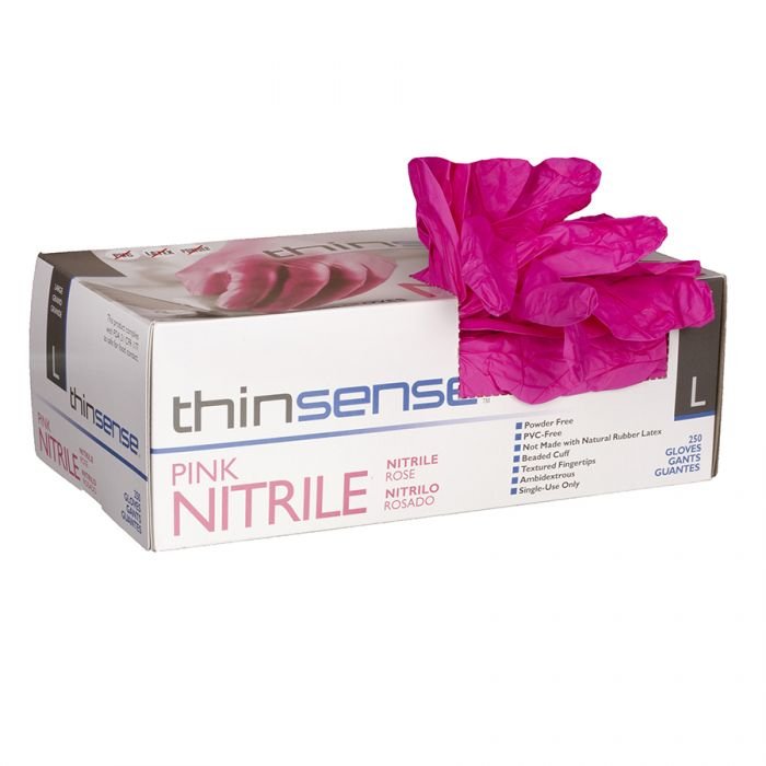 Food Handler Thinsense 103-TS14-PNK Medium Pink Nitrile Gloves Food Handler