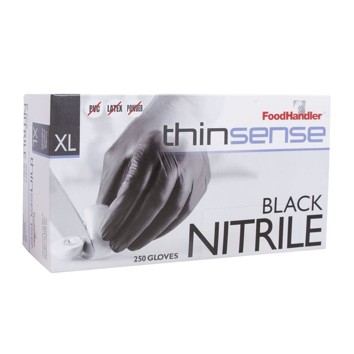 Food Handler Thinsense 103-TS18-BLK Extra Large Black Nitrile Gloves Food Handler