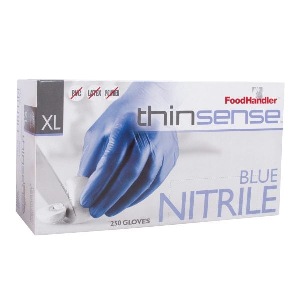 Food Handler Thinsense 103-TS18-BLU Extra Large Blue Nitrile Gloves Food Handler