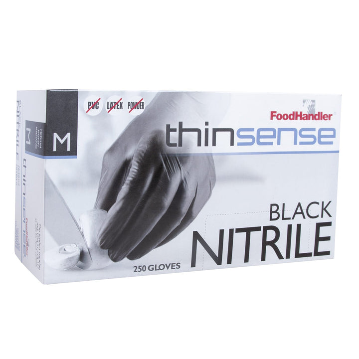 Food Handler Thinsense 103-TS14-BLK Medium Black Nitrile Gloves Food Handler