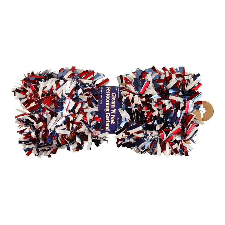 Beistle Gleam 'N Fest 50281-RWB Patriotic Festooning Garland 15' X 4" Beistle