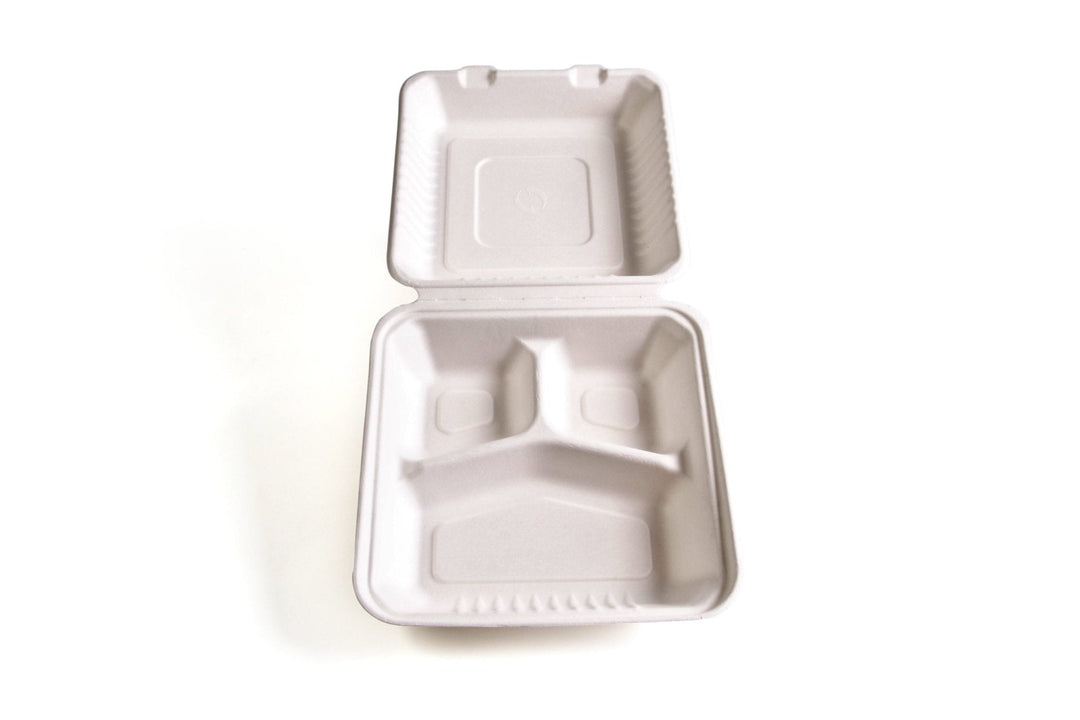 Greenwave TW-BOO-013 9" x 9" x 3"  3 Compartment Carryout Container Greenwave