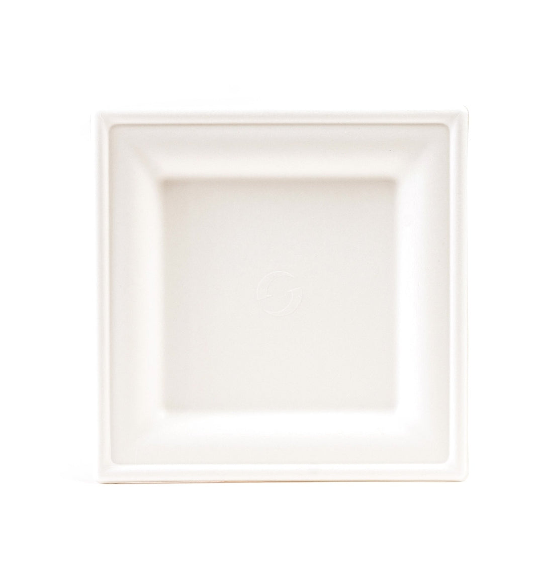 Greenwave GS-P010 White Square Compostable Plate 10x10 Greenwave